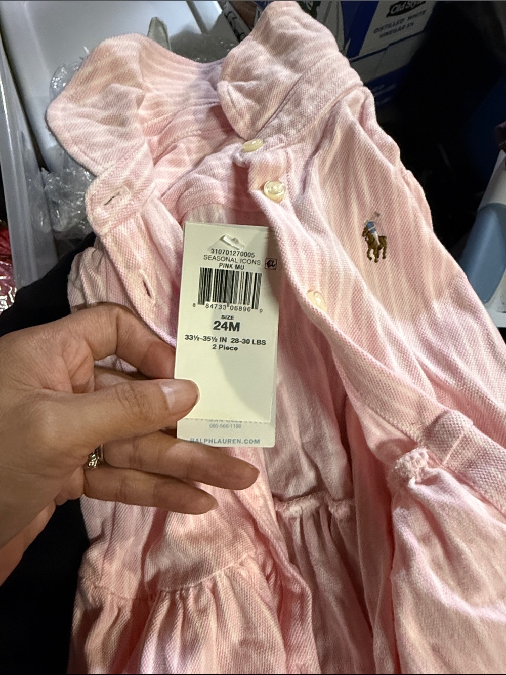 Ralph Lauren Pink Polo Baby Dress with Embroidered Pony